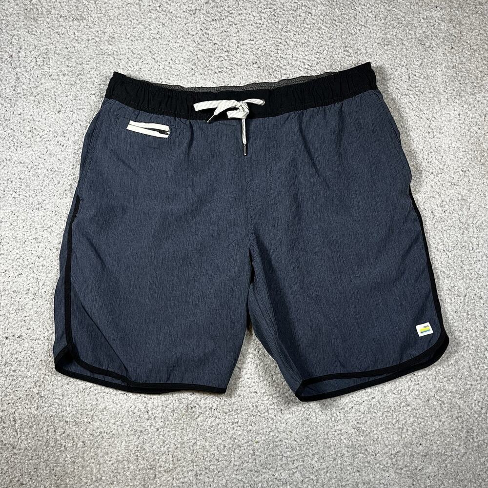 Vuori Banks Shorts Mens L Blue Drawstring Performance Running Pockets Stretch
